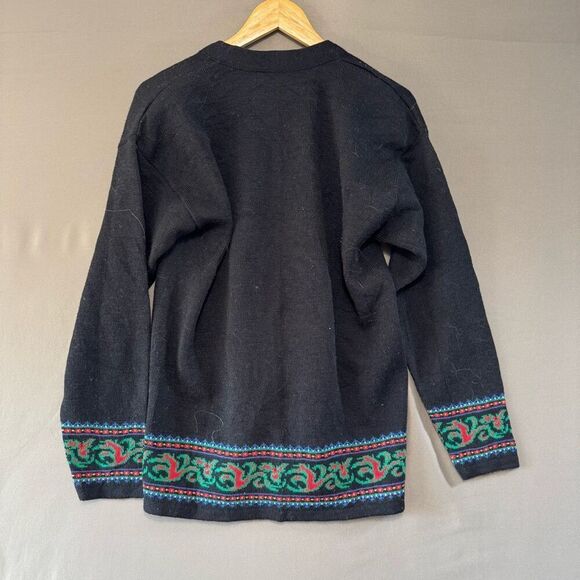 Pendleton Women’s Black Cardigan Sweater Size Medium 100% Virgin Wool Vintage - Picture 5 of 9